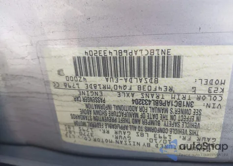 2011 Nissan Versa 1.8S из США, поврежденный, VIN 3N1BC1AP6BL433204